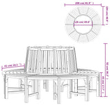 Round Tree Bench Ø208 cm Solid Wood Eucalyptus - 45-Degree Angle
