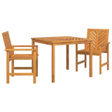 Garden Dining Set 3 pcs Brown Solid acacia wood - Front View