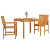 Garden Dining Set 3 pcs Brown Solid acacia wood - Side View