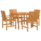 Garden Dining Set 5 pcs Brown Solid acacia wood - Front View