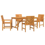Garden Dining Set 5 pcs Brown 150 x 90 x 74 cm - Front View