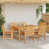 Garden Dining Set 7 pcs Brown 150 x 90 x 74 cm - Top-Down View