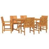 Garden Dining Set 7 pcs Brown 150 x 90 x 74 cm - Front View