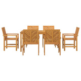 Garden Dining Set 7 pcs Brown 150 x 90 x 74 cm - Close-Up Angle