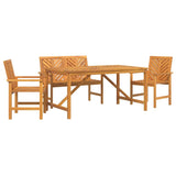 Garden Dining Set 4 pcs Brown 150 x 90 x 74 cm - Front View