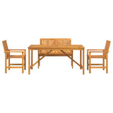 Garden Dining Set 4 pcs Brown 150 x 90 x 74 cm - Low Angle