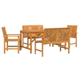 Garden Dining Set 5 pcs Brown 150 x 90 x 74 cm - Front View