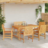 Garden Dining Set 6 pcs Brown 150 x 90 x 74 cm - Top-Down View