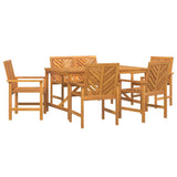 Garden Dining Set 6 pcs Brown 150 x 90 x 74 cm - Front View