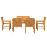 Garden Dining Set 6 pcs Brown 150 x 90 x 74 cm - Low Angle