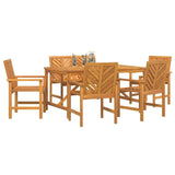 Garden Dining Set 6 pcs Brown 150 x 90 x 74 cm - Side View