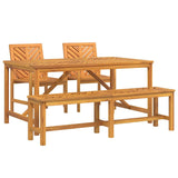 Garden Dining Set 4 pcs Brown 150 x 90 x 74 cm - Front View