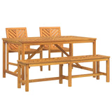 Garden Dining Set 4 pcs Brown Solid acacia wood - Front View
