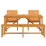 Garden Dining Set 4 pcs Brown 150 x 90 x 74 cm - Low Angle