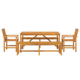 Garden Dining Set 5 pcs Brown 150 x 90 x 74 cm - Low Angle