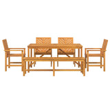 Garden Dining Set 6 pcs Brown 150 x 90 x 74 cm - Low Angle