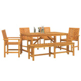 Garden Dining Set 6 pcs Brown 150 x 90 x 74 cm - Side View
