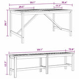 Garden Dining Set 3 pcs Brown 150 x 90 x 74 cm - Extra Image