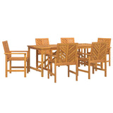 Garden Dining Set 7 pcs Brown Solid acacia wood - Front View