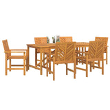 Garden Dining Set 7 pcs Brown Solid acacia wood - Side View