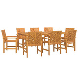 Garden Dining Set 9 pcs Brown 200 x 90 x 74 cm - Front View