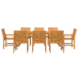 Garden Dining Set 9 pcs Brown 200 x 90 x 74 cm - Close-Up Angle