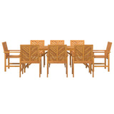 Garden Dining Set 9 pcs Brown Solid acacia wood - Close-Up Angle