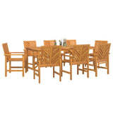 Garden Dining Set 9 pcs Brown 200 x 90 x 74 cm - Side View