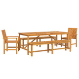 Garden Dining Set 5 pcs Brown Solid Acacia Wood - Front View
