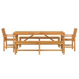 Garden Dining Set 5 pcs Brown Solid Acacia Wood - Low Angle