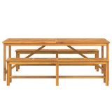 Garden Dining Set 3 pcs Brown Solid Acacia Wood - Close-Up Angle