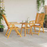Garden Dining Set 3 pcs Brown Solid Acacia Wood - Top-Down View