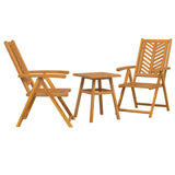 Garden Bistro Set 3 pcs Brown Solid acacia wood - Front View