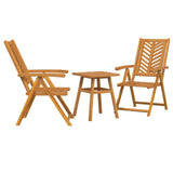 Garden Dining Set 3 pcs Brown Solid Acacia Wood - Front View