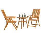 Garden Bistro Set 3 pcs Brown Solid acacia wood - Side View