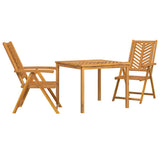 Garden Dining Set 3 pcs Brown Solid acacia wood - Front View