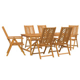 Garden Dining Set 7 pcs Brown 200 x 90 x 74 cm - Front View