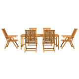 Garden Dining Set 7 pcs Brown 200 x 90 x 74 cm - Close-Up Angle