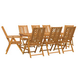 Garden Dining Set 9 pcs Brown 200 x 90 x 74 cm - Front View