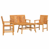 Garden Lounge Set Brown Solid Acacia wood - Front View