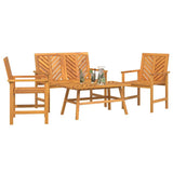 Garden Lounge Set 4 pcs Brown Solid Acacia Wood