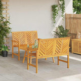 Garden Lounge Set 3 pcs Brown Solid Acacia Wood
