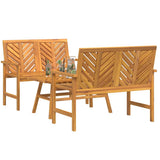 Garden Lounge Set 3 pcs Brown Solid Acacia Wood - Side View