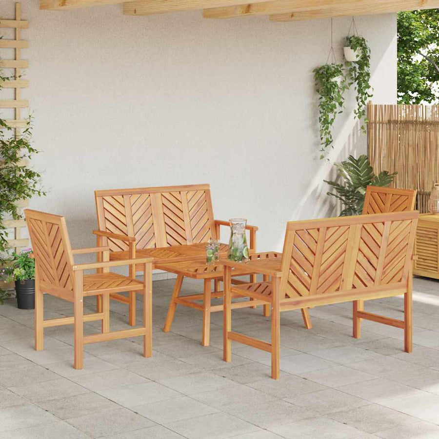 Garden Lounge Set 5 pcs Brown Solid Acacia Wood