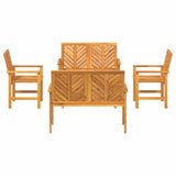 Garden Lounge Set Brown Solid Acacia wood - Low Angle