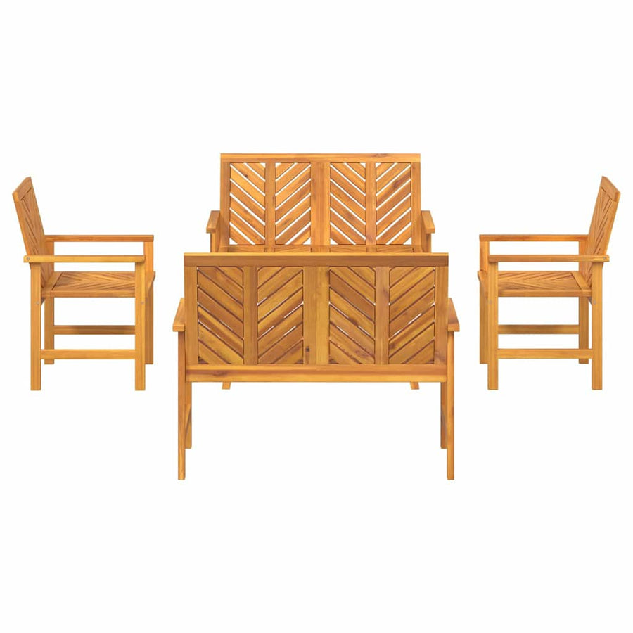 Garden Lounge Set 5 pcs Brown Solid Acacia Wood