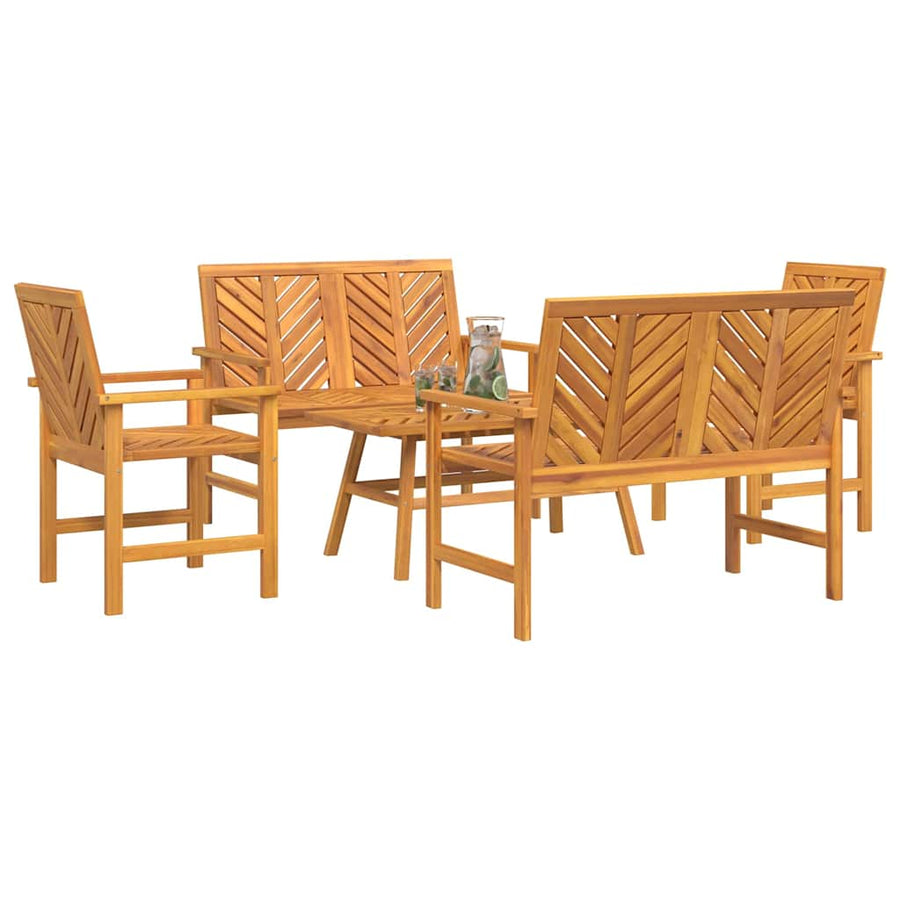 Garden Lounge Set 5 pcs Brown Solid Acacia Wood