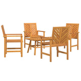 Garden Lounge Set 5 pcs Brown Solid Acacia Wood - Front View