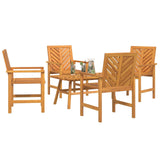 Garden Lounge Set 5 pcs Brown Solid Acacia Wood - Side View