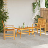 Garden Lounge Set 3 pcs Brown Solid Acacia Wood - Top-Down View